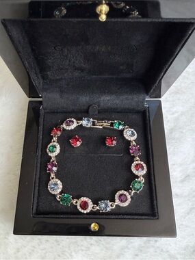 Givenchy Stone & Crystal Round Halo & Bezel Multi-color Fancy Link Bracelet